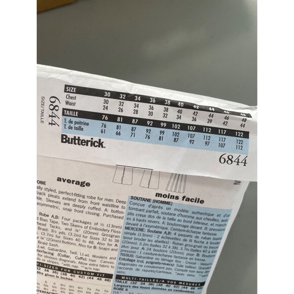 Butterick 6844 Preist Alb Cassock Sewing Pattern Size 44-48 Fabric Long Robe NEW - Picture 4 of 6
